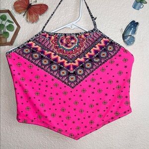 Wonder Nation Pink and Blue Graphic Asymmetrical Tank One Piece